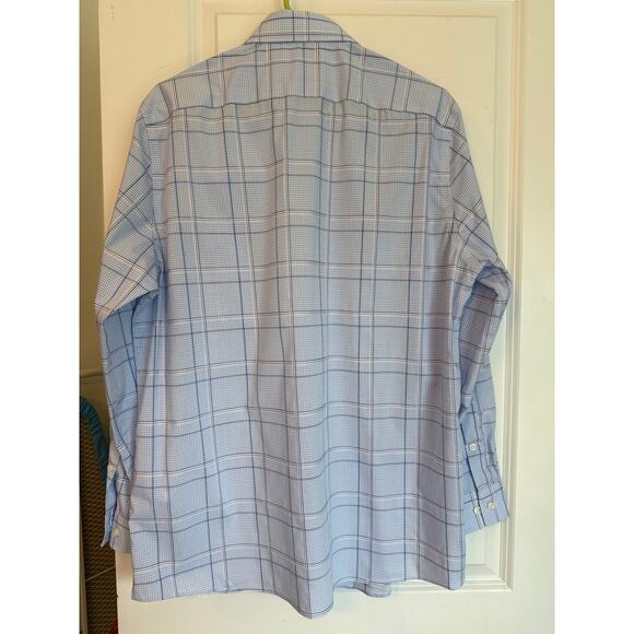 Michael Kors Men’s Plaid Dress Shirt Blue White 16/32-33 Airsoft - Picture 3 of 10